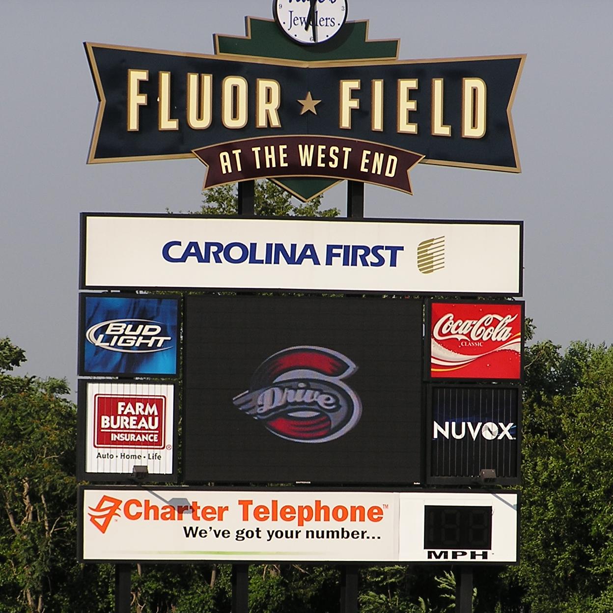 The video board at Fluor Field - Greenville,SC