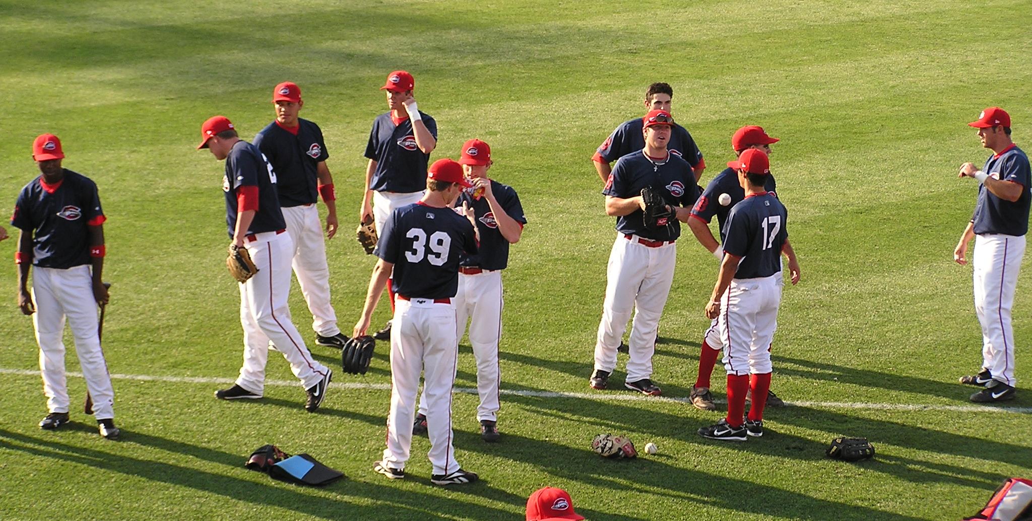 Pre-Game Warm ups at Fluor Field, Greenville